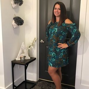 Cold shoulder dress with ruffles